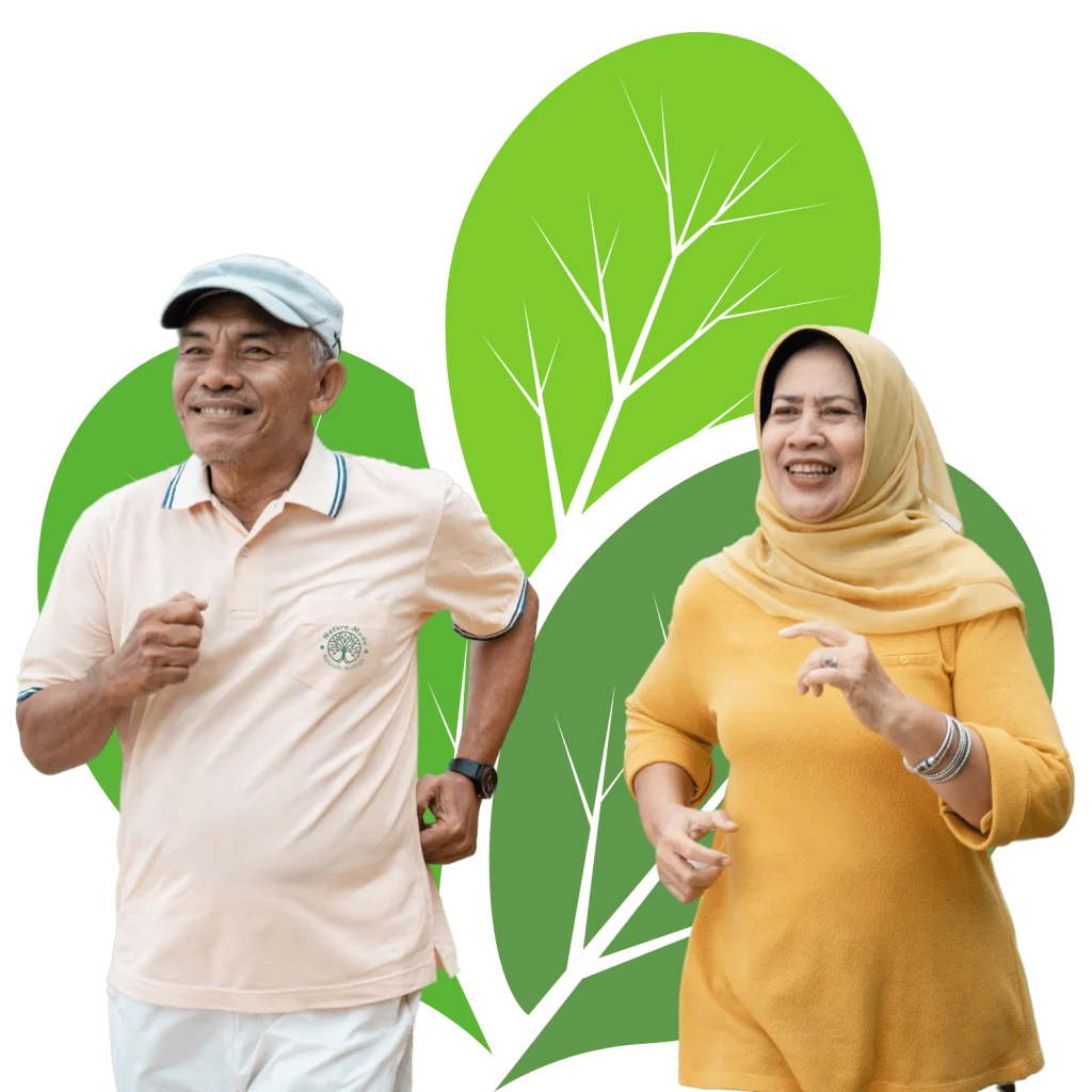 Old couple feeling active as the hero image for moringa.asia.